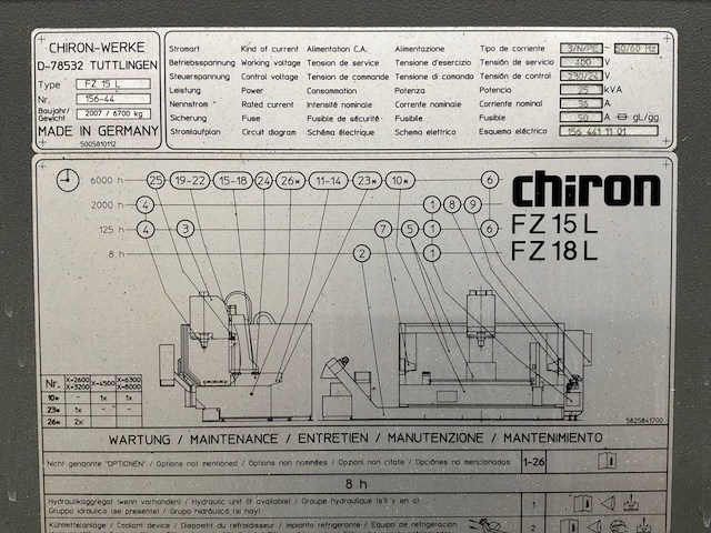 2007 chiron fz 15 l high speed cnc verticaal bewerkingscentrum - afbeelding 9 van  17