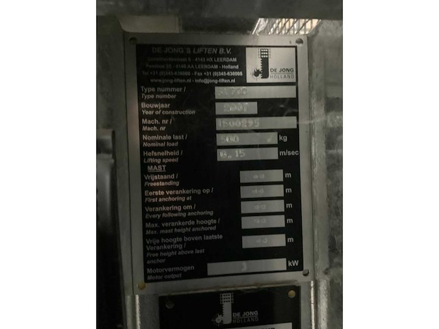 2007 de jong sl500 materiaallift - afbeelding 6 van  10