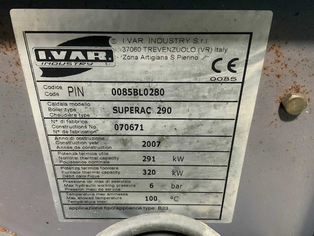 2007 epros superac 290 industriële verwarmingsketel - afbeelding 7 van  9
