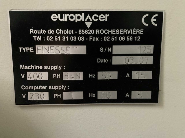 2007 europlacer finesse pick-and-place machine - afbeelding 11 van  13