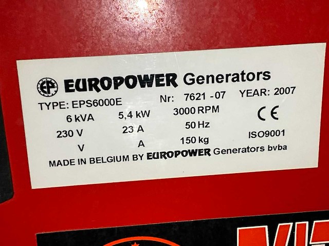 2007 europower eps6000e stroomgenerator - afbeelding 2 van  10