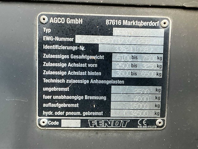 2007 fendt 309 vario tms vierwielaangedreven landbouwtractor - afbeelding 10 van  22