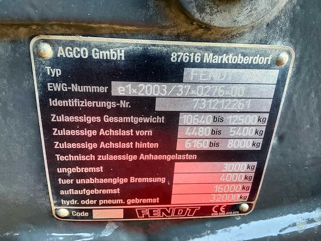 2007 fendt 820 vario tms vierwielaangedreven landbouwtractor - afbeelding 14 van  36