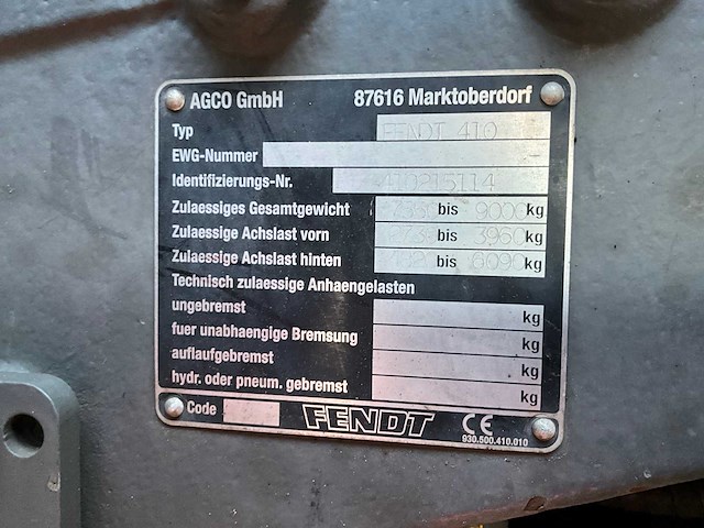 2007 fendt famer 410 vario vierwielaangedreven landbouwtractor (c) - afbeelding 17 van  24