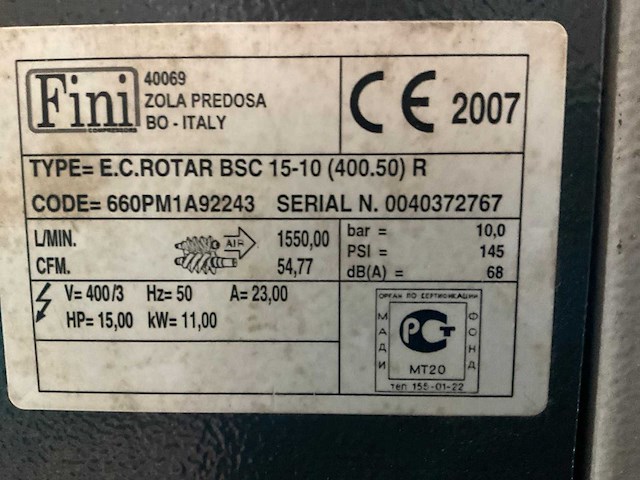 2007 fini bsc 15-10 luchtcompressor - afbeelding 3 van  11