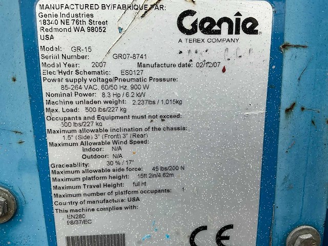 2007 genie gr 15 hoogwerker - afbeelding 2 van  10
