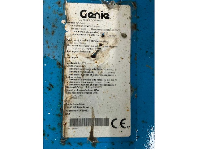 2007 genie gs-2646 schaarhoogwerker - afbeelding 11 van  14