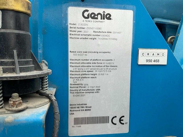 2007 genie z-30/20n hoogwerker - afbeelding 22 van  29