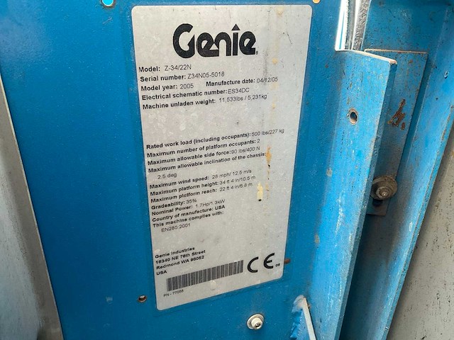 2007 genie z-34/22 hoogwerker - afbeelding 8 van  10