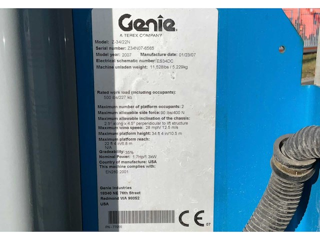 2007 genie z-34/22n hoogwerker - afbeelding 32 van  38