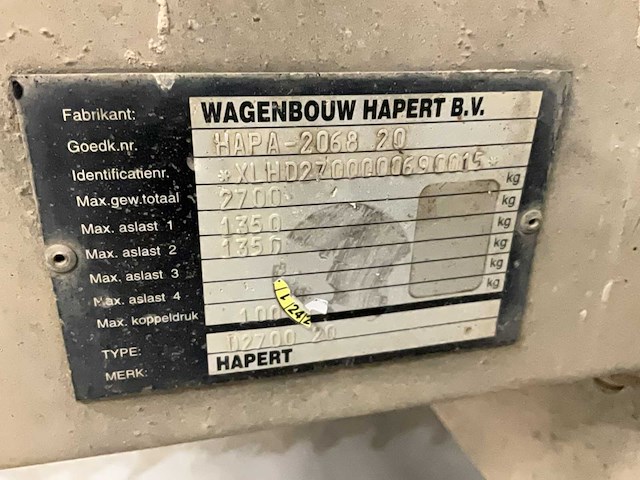 2007 hapert hapa-2068 20 aanhangwagen - afbeelding 3 van  11