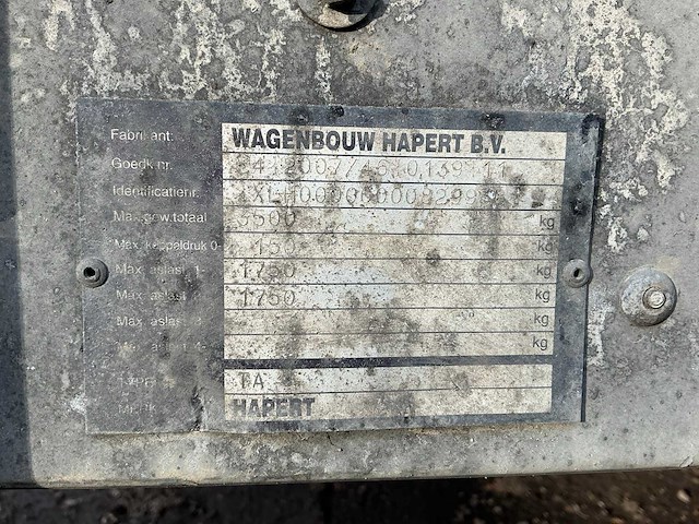 2007 hapert ta 3500 machine transporter aanhangwagen - afbeelding 13 van  20