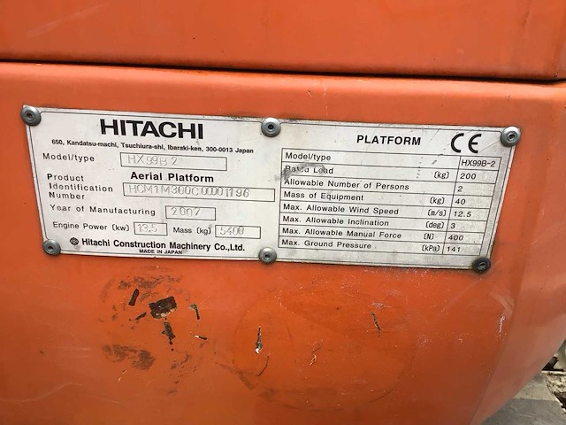 2007 hitachi hx99b2 hoogwerker - afbeelding 6 van  14