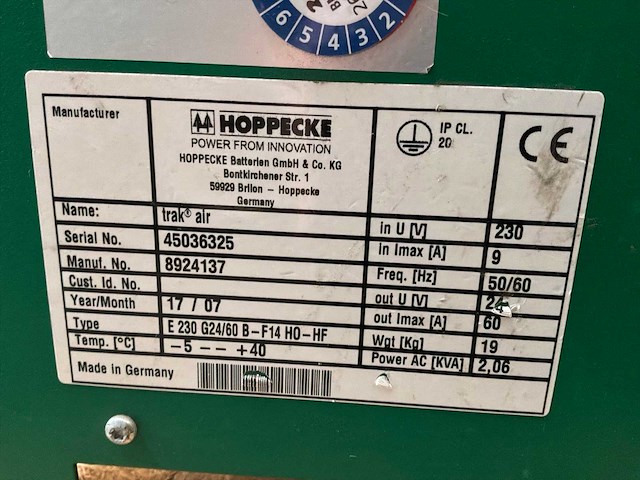 2007 hoppecke b -f14 h0-hf acculader (5x) - afbeelding 5 van  5
