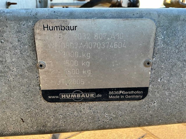 2007 humbaur hmba-2032 807.a10 multitransporter aanhangwagen - afbeelding 3 van  11