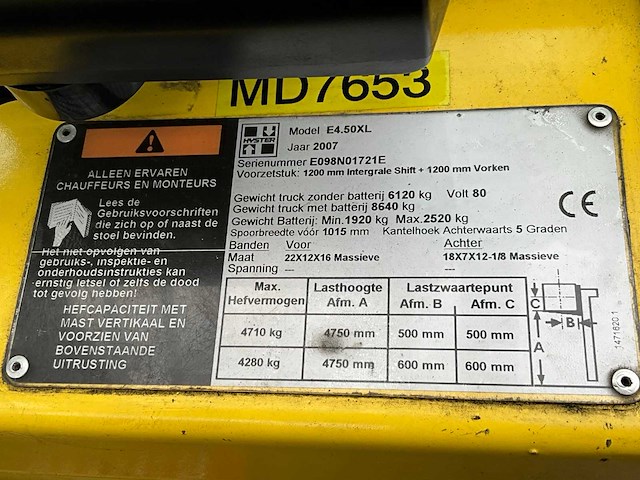 2007 hyster e4.50xl elektrische vorkheftruck - afbeelding 16 van  22