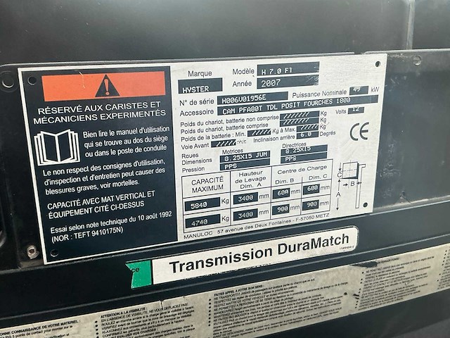 2007 hyster h 7.0 f1 diesel vorkheftruck - afbeelding 22 van  25