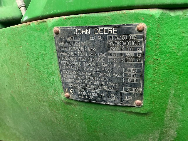 2007 john deere 7830 vierwielaangedreven landbouwtractor - afbeelding 15 van  29