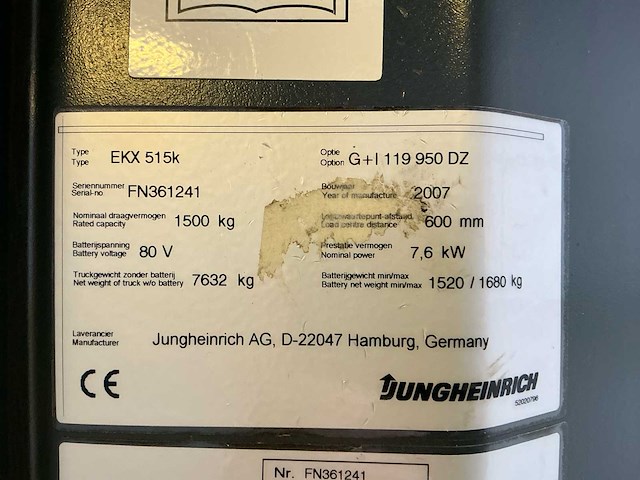 2007 jungheinrich - ekx515k - smallegangentruck / reachtruck - afbeelding 18 van  40