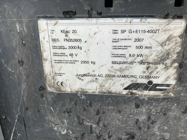 2007 jungheinrich keac 20 vorkheftruck - afbeelding 20 van  21