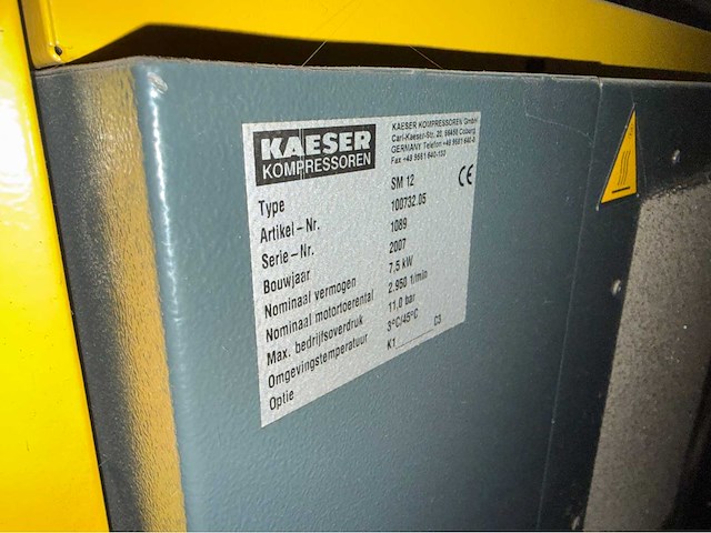 2007 kaeser sm12 schroefcompressor - afbeelding 4 van  7
