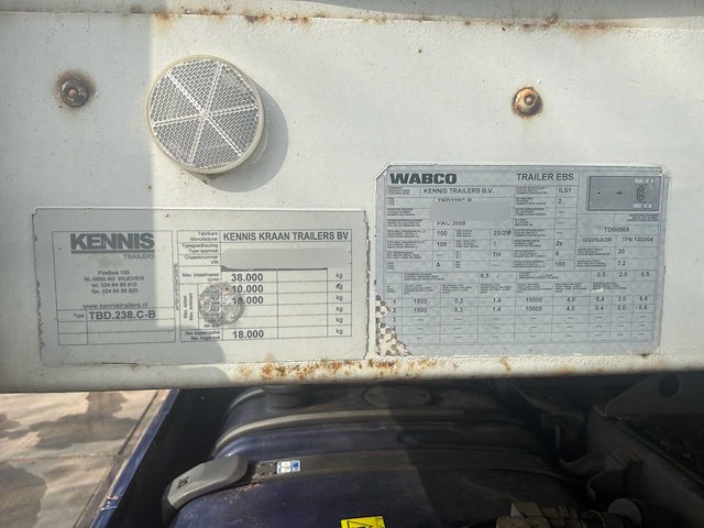 2007 kennis tbd.238.c-b oplegger met kennis 14.000 kraan - afbeelding 15 van  15