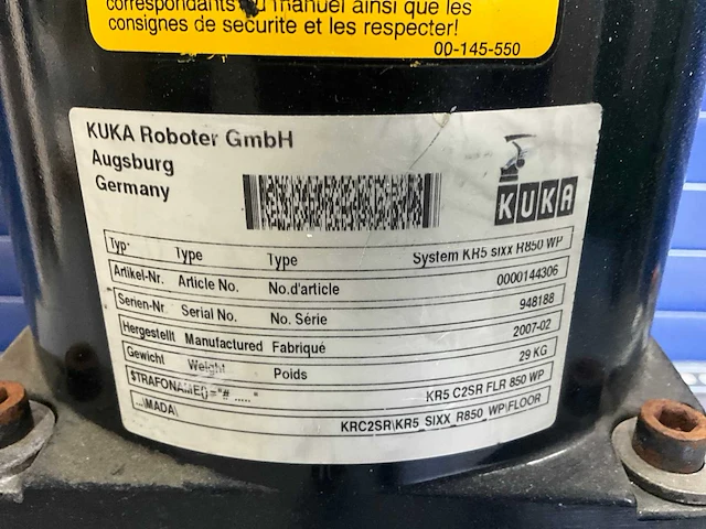 2007 kuka kr5 sixx r850 wp industriële robotarm - afbeelding 8 van  8