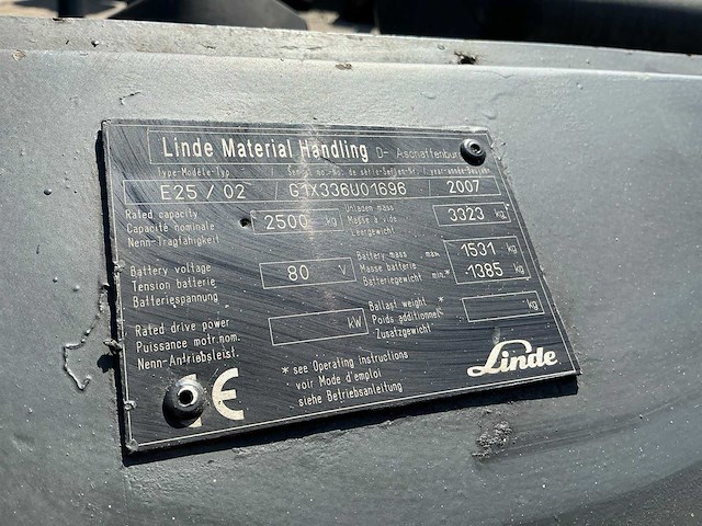 2007 linde e25/02 vorkheftruck - afbeelding 7 van  15