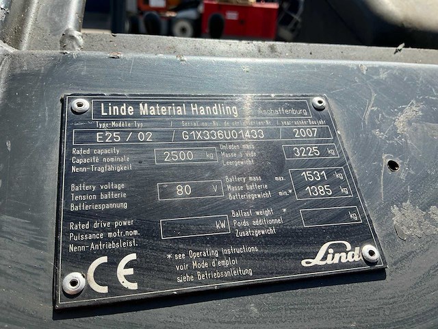 2007 linde e25/02 vorkheftruck - afbeelding 7 van  15