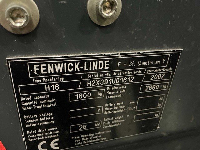 2007 linde h16 vorkheftruck - afbeelding 10 van  22