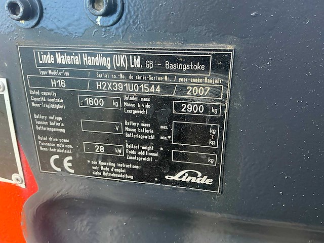 2007 linde h16 vorkheftruck - afbeelding 10 van  18