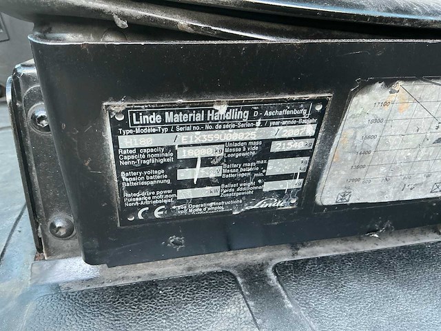 2007 linde h180 vorkheftruck - afbeelding 25 van  35