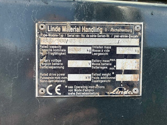 2007 linde h80d/900/03 vorkheftruck - afbeelding 16 van  22