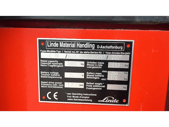 2007 linde l10 stapelaar - afbeelding 4 van  7