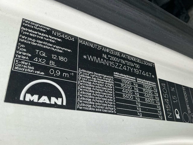 2007 man tgl 12.180 vrachtwagen - afbeelding 33 van  39