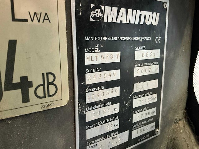 2007 manitou mlt 523 t verreiker - afbeelding 22 van  41