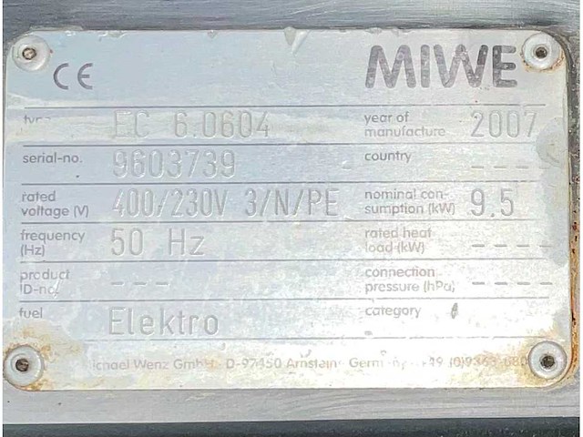 2007 miwe ec 6.0604 elektrische convectie oven - afbeelding 2 van  11