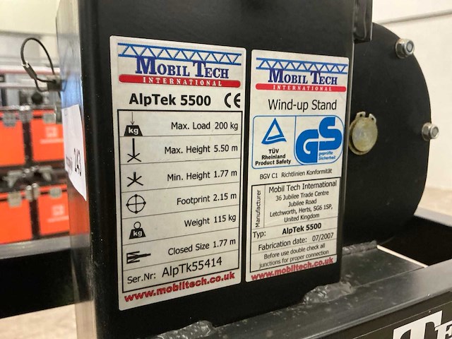 2007 mobiltech alptech 5500 materiaallift 5.5m 200kg - afbeelding 9 van  9