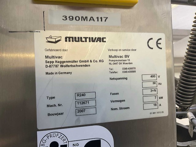 2007 multivac r240 dieptrekverpakkingsmachine - afbeelding 5 van  13