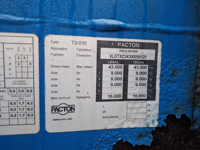 2007 pacton txc343 oplegger - afbeelding 5 van  20