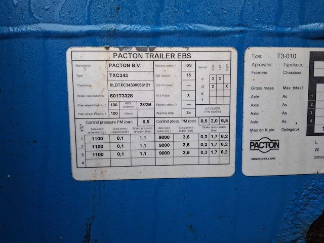 2007 pacton txc343 oplegger - afbeelding 13 van  23