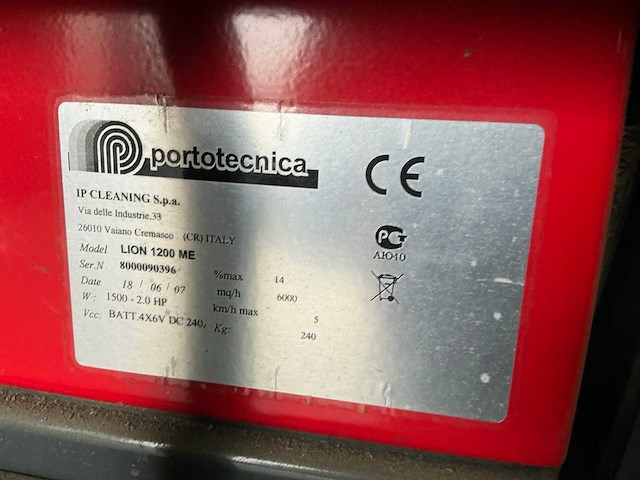 2007 portotechnica lion1200me zelfrijdende veegmachine - afbeelding 10 van  18