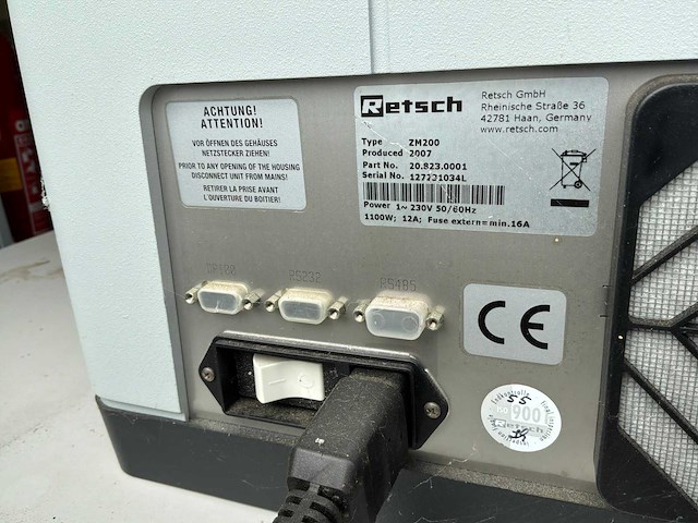2007 retsch zm200 ultracentrifugaal-/rotormolen - afbeelding 1 van  1