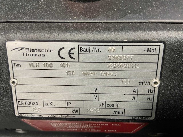 2007 rietschle vlr 100 vacuümtank pompen set - afbeelding 9 van  10
