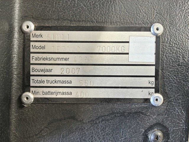 2007 simai te70ac industriële elektrische trekker - afbeelding 7 van  16