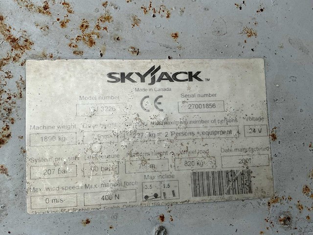 2007 sky jack sj 3226 hoogwerker - afbeelding 3 van  4