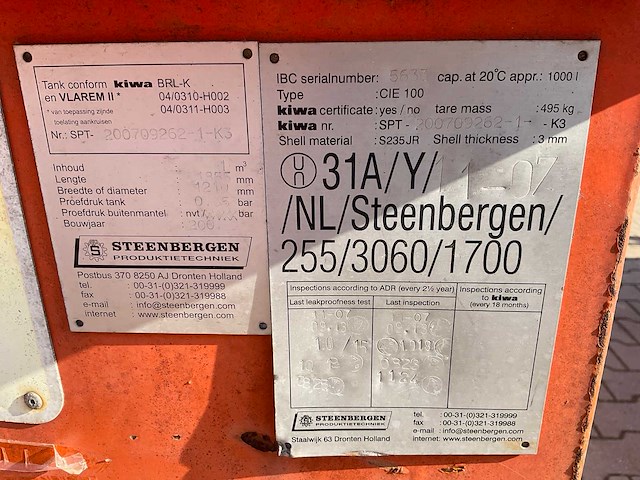2007 steenbergen cie100 brandstof opslagtank - afbeelding 3 van  3