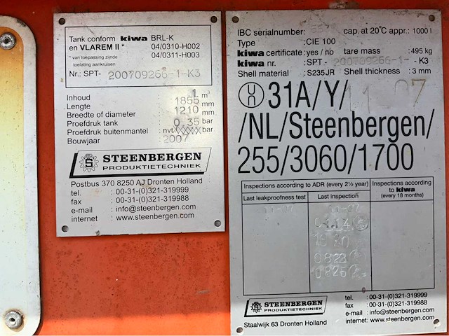 2007 steenbergen cie300 brandstof opslagtank - afbeelding 8 van  8