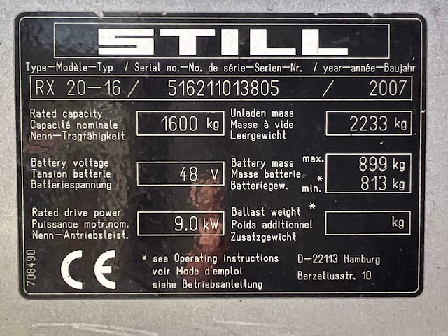 2007 still rx20-16 vorkheftruck - afbeelding 24 van  29