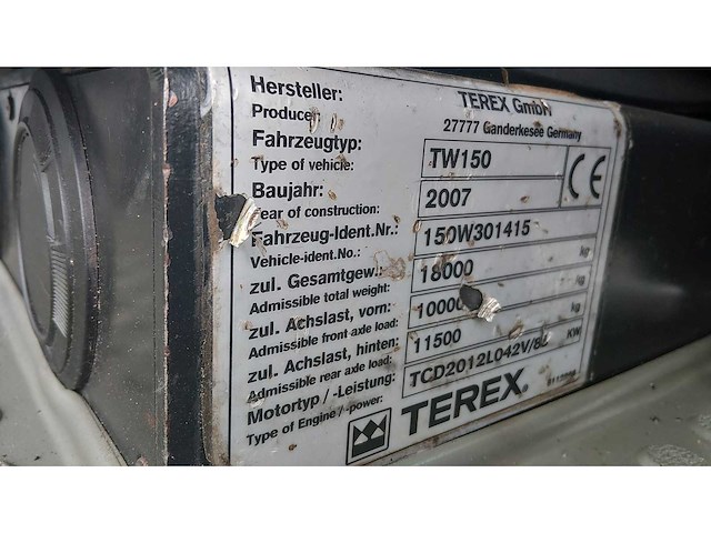 2007 terex - tw150 - rupsgraafmachine - afbeelding 15 van  18
